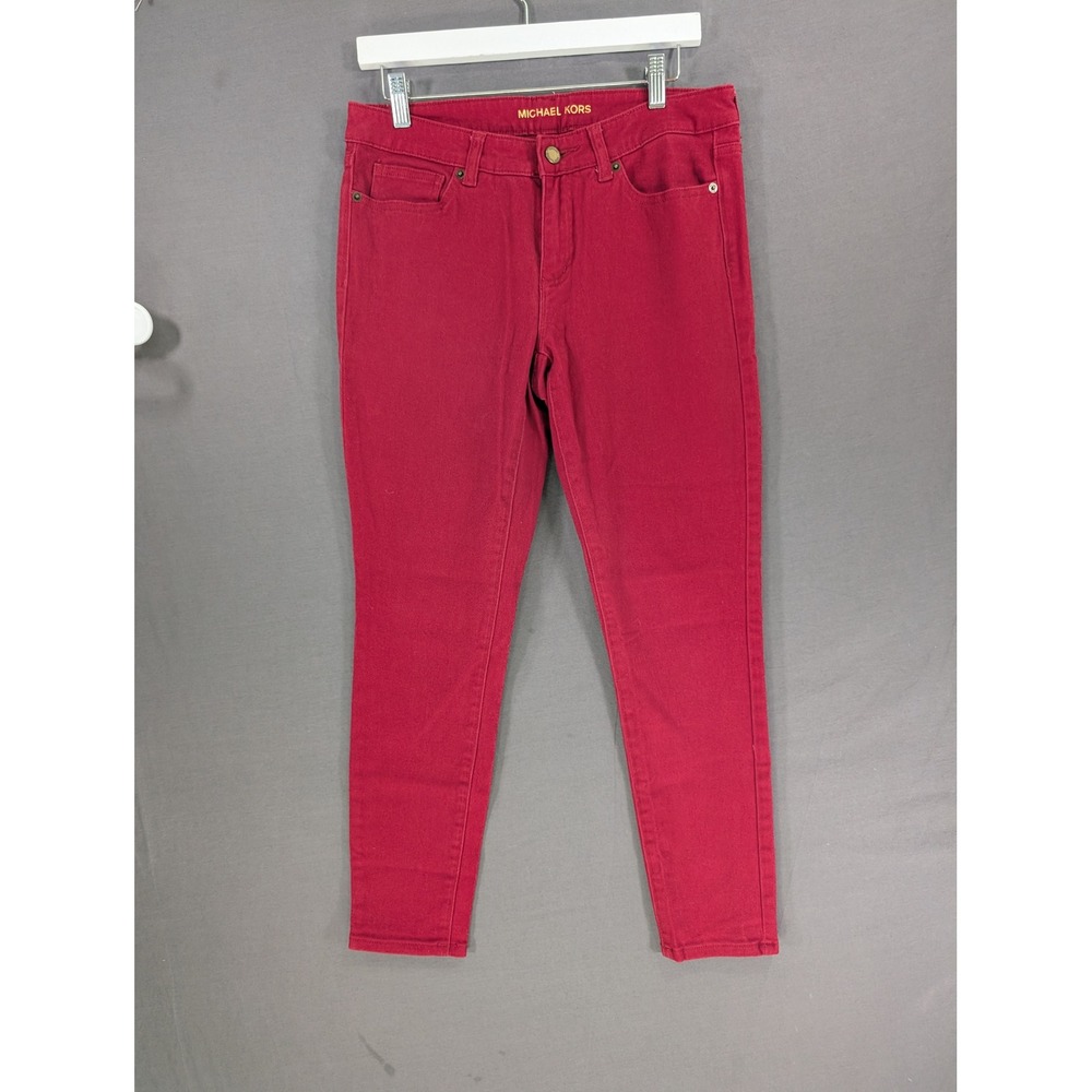 Michael Kors Womens Selma Skinny Leg Jeans Red Size 6 Stretch Denim Pants